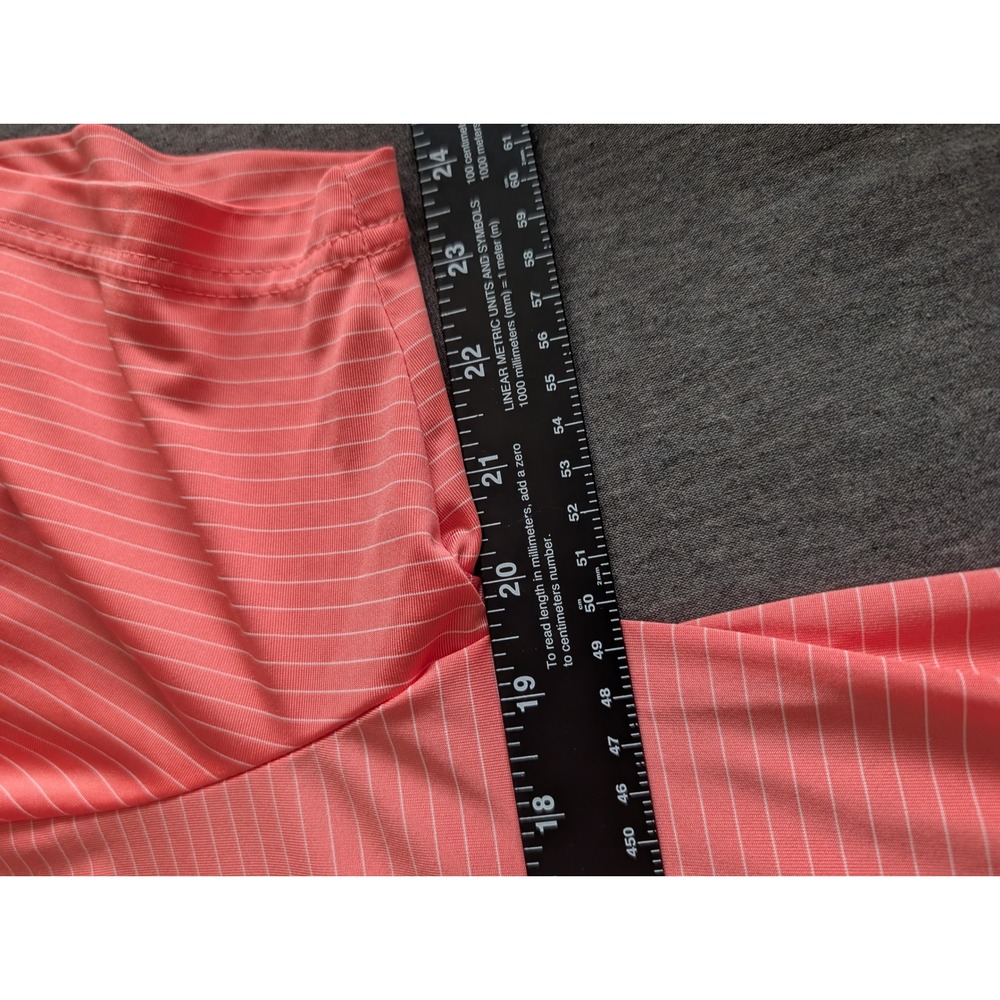 Jack Nicklaus Mens Golf Polo Shirt Medium Coral Pink Striped Golden Bear Logo - Picture 4 of 7
